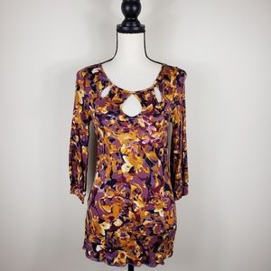 POSTMARK Purple Gold Traced Tear Drop Knit Top M